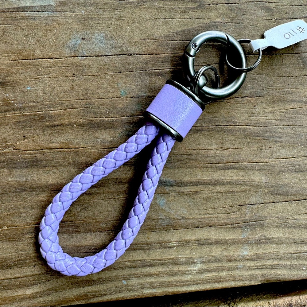 Purple Leather Braided Keychain